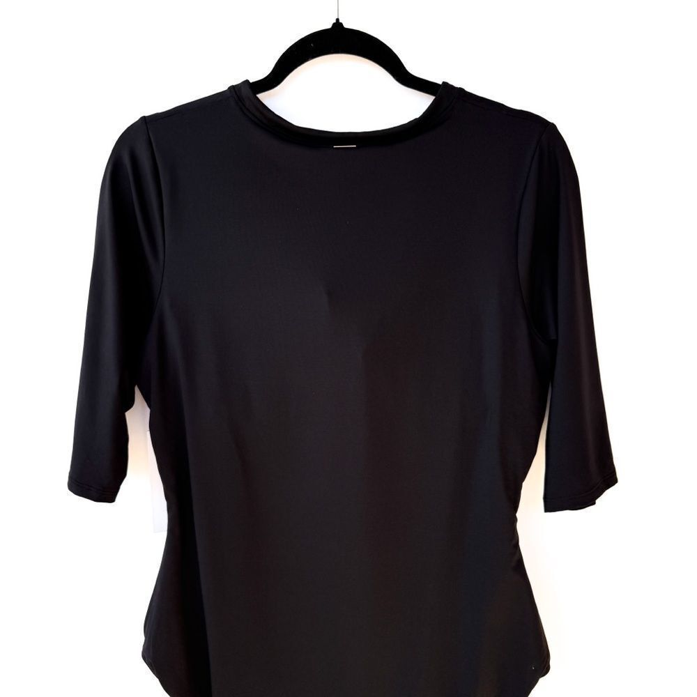 NWT Anne Cole Black Short Sleeve One Piece Live In Half Zip Rash Guard Swimsuit - Picture 12 of 13
